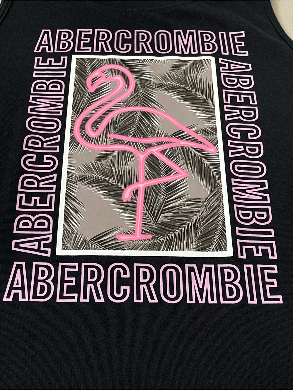 Abercrombie Kids Flamingo Graphic Tank Top Black Sleeveless Shirt Girls 11/12
